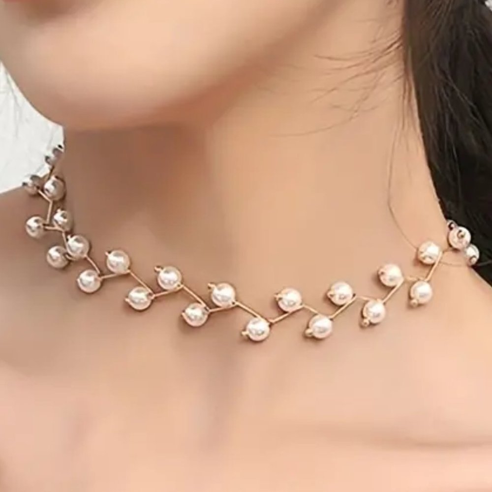 Delicate Faux Pearl Short Clavicle Chain Elegant Necklace Jewelry